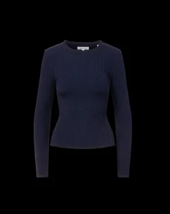 Acara Ribbed Pullover in Navy