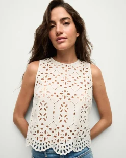 Adelyn Cotton Eyelet Tank in Off-White
