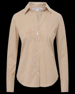 Amelia Button-Down Shirt in Acorn/White