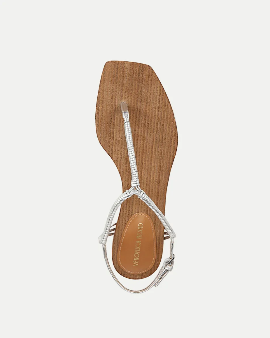 Amelia Silver Metallic T-Strap Sandal