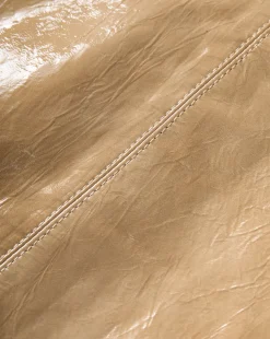 Anderson Coated Leather Skirt in Khaki