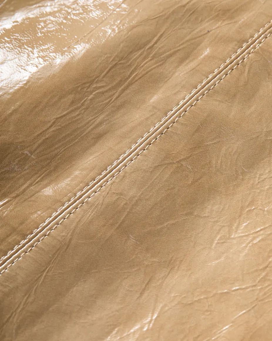 Anderson Coated Leather Skirt in Khaki