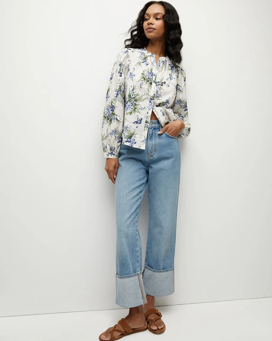 Ashlynn Cotton Top in Off-White Multi
