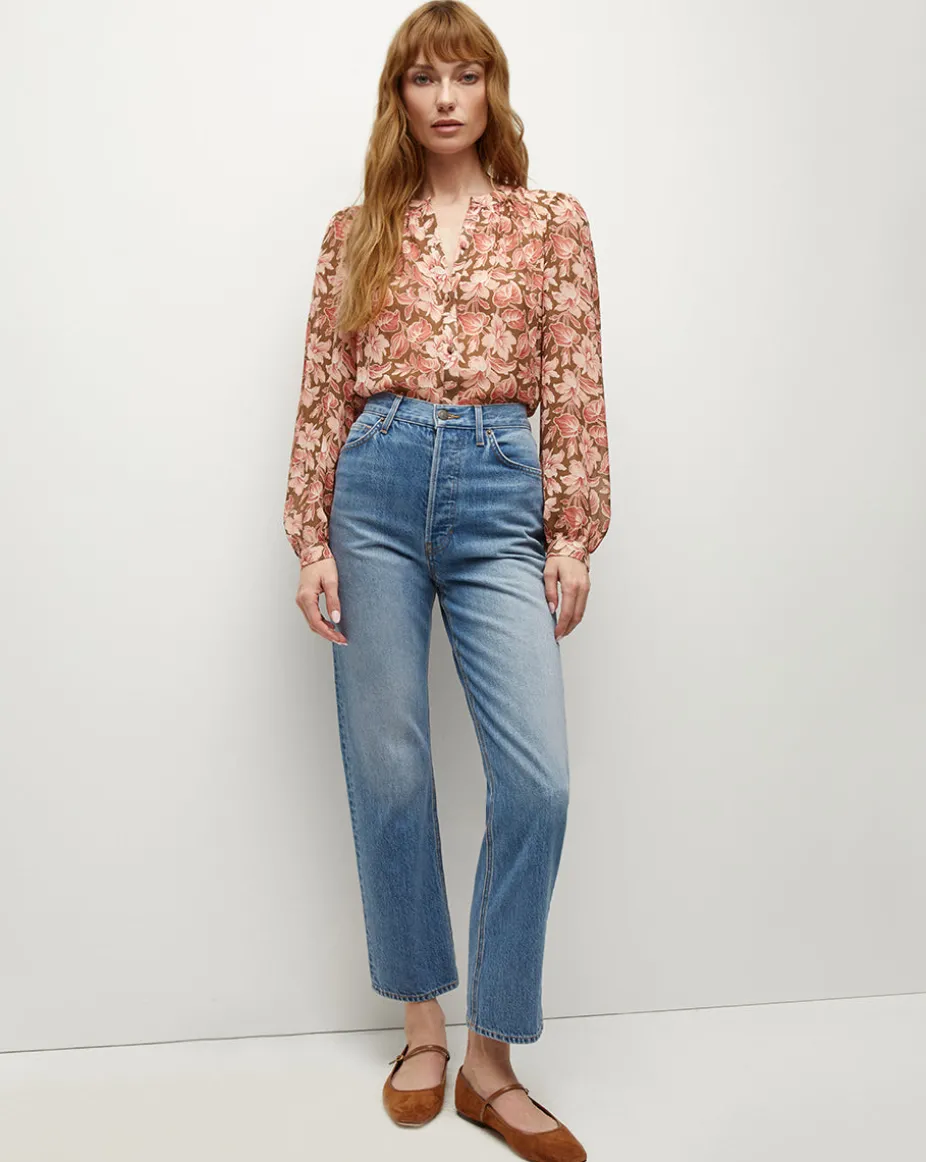 Ashlynn Silk Top in Deep Ochre Multi