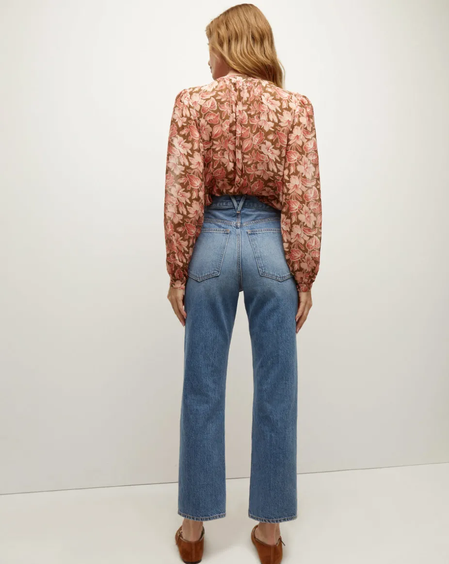 Ashlynn Silk Top in Deep Ochre Multi