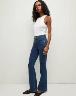 Beverly Loafer Length Skinny-Flare Jean in Bright Blue