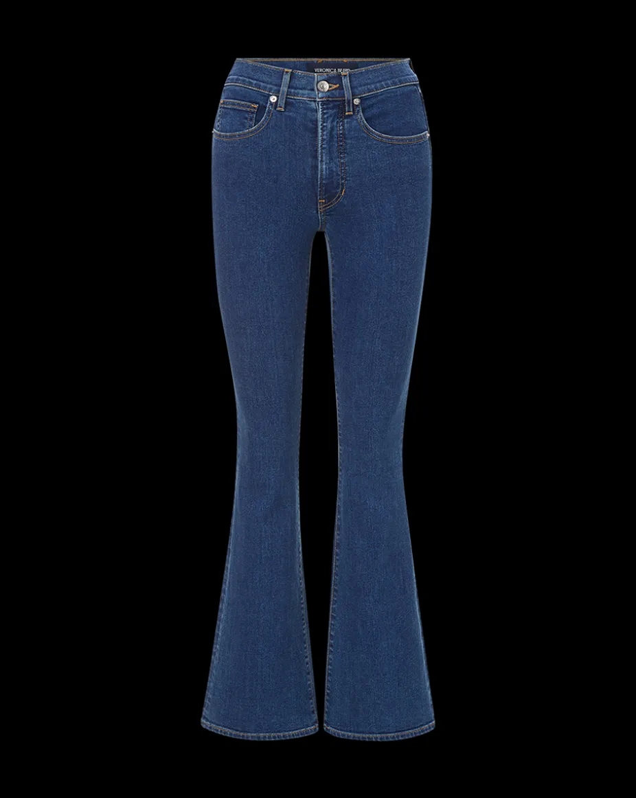Beverly Loafer Length Skinny-Flare Jean in Bright Blue