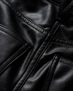 Beverly Vegan Leather Skinny-Flare Pant in Black