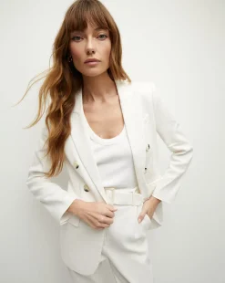 Bexley Stretch-Linen Dickey Jacket in Off-White