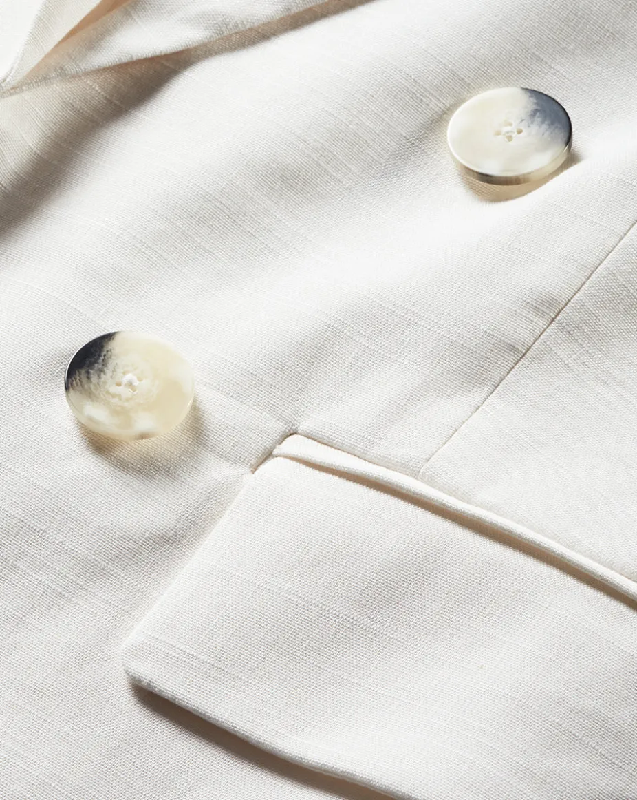 Bexley Stretch-Linen Dickey Jacket in Off-White