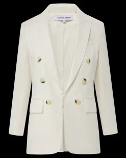 Bexley Stretch-Linen Dickey Jacket in Off-White
