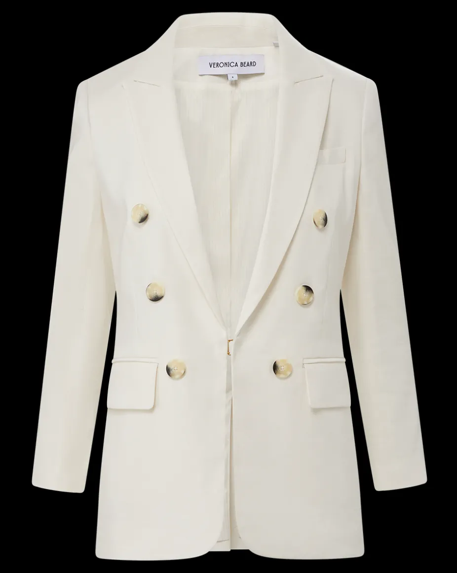 Bexley Stretch-Linen Dickey Jacket in Off-White