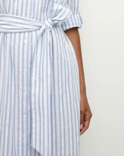 Bianca Cotton Shirtdress in Blue/White