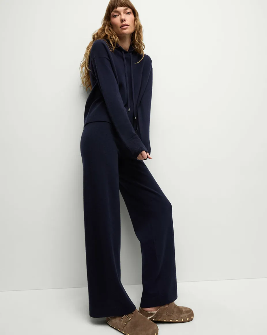 Billy Merino Cashmere Hoodie in Navy