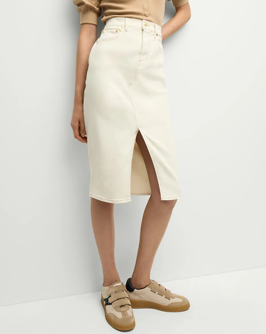 Breves Denim Skirt in Ecru