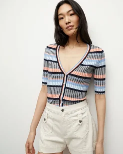 Calliope Ribbed Cardigan in Blue Multi