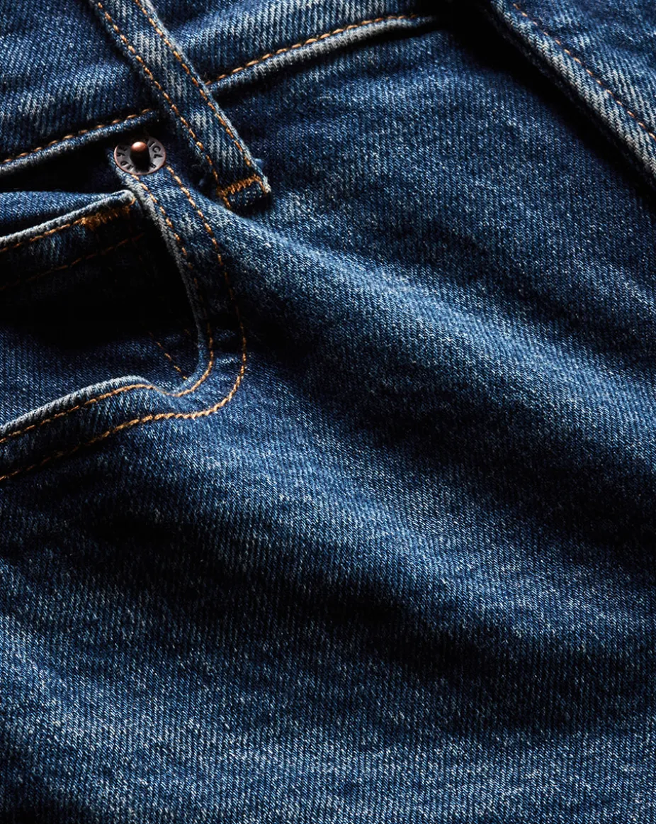 Cameron Bootcut Jean with Raw Hem in Dark Blue Denim