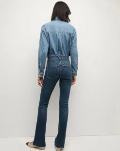 Cameron Bootcut Jean with Raw Hem in Dark Blue Denim