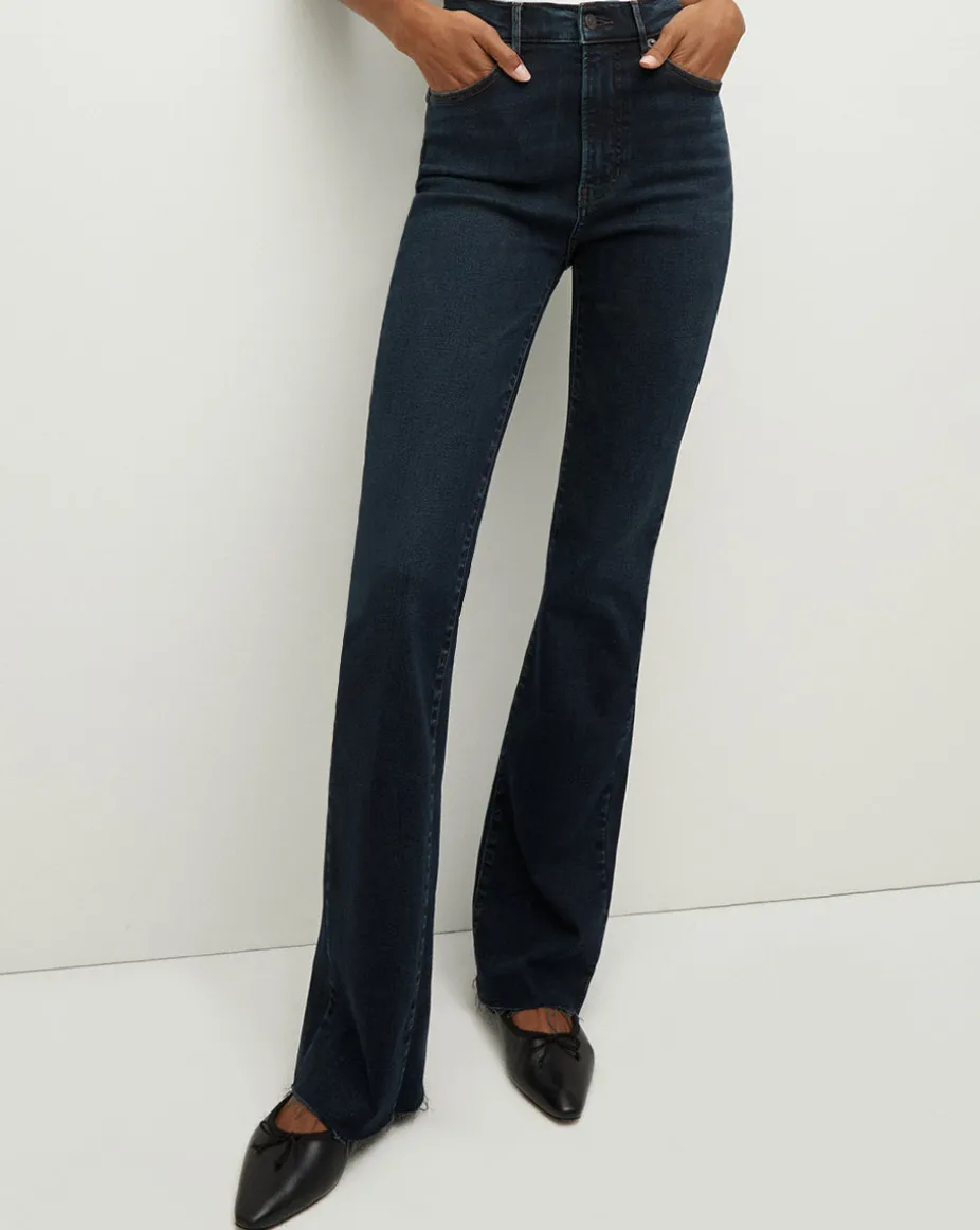 Cameron Raw Hem Bootcut Jean in Dark Ink