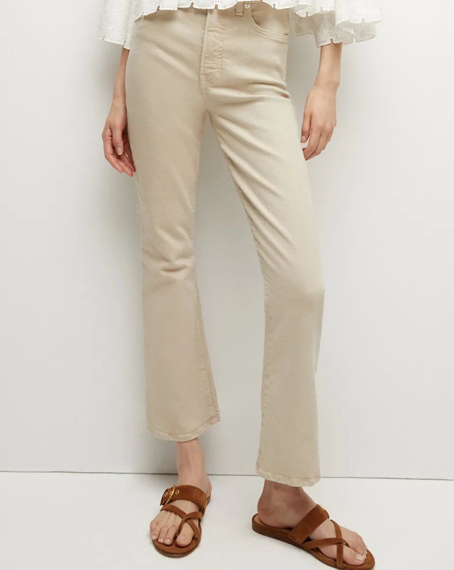 Carolina Khaki High-Rise Crop-Flare Jean