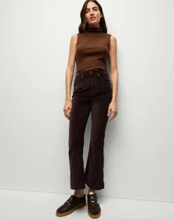 Carson Ankle Flare Velvet in Dark Chocolate
