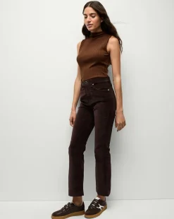 Carson Ankle Flare Velvet in Dark Chocolate