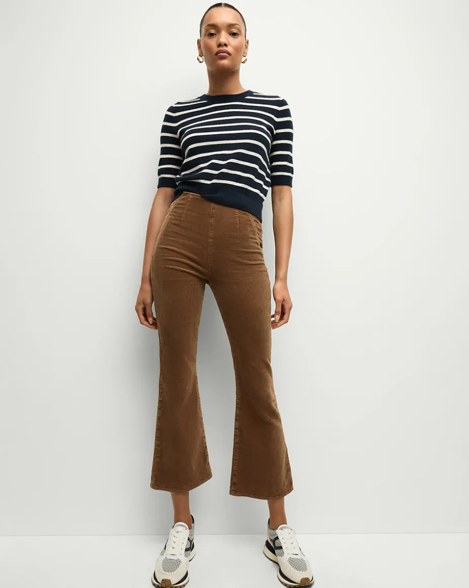 Carson Corduroy Kick-Flare Jeans in Brown