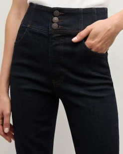 Carson Corset Waist Kick-Flare Jean in Indigo Rinse