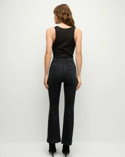 Carson Kick-Flare Jean in Washed Black Denim