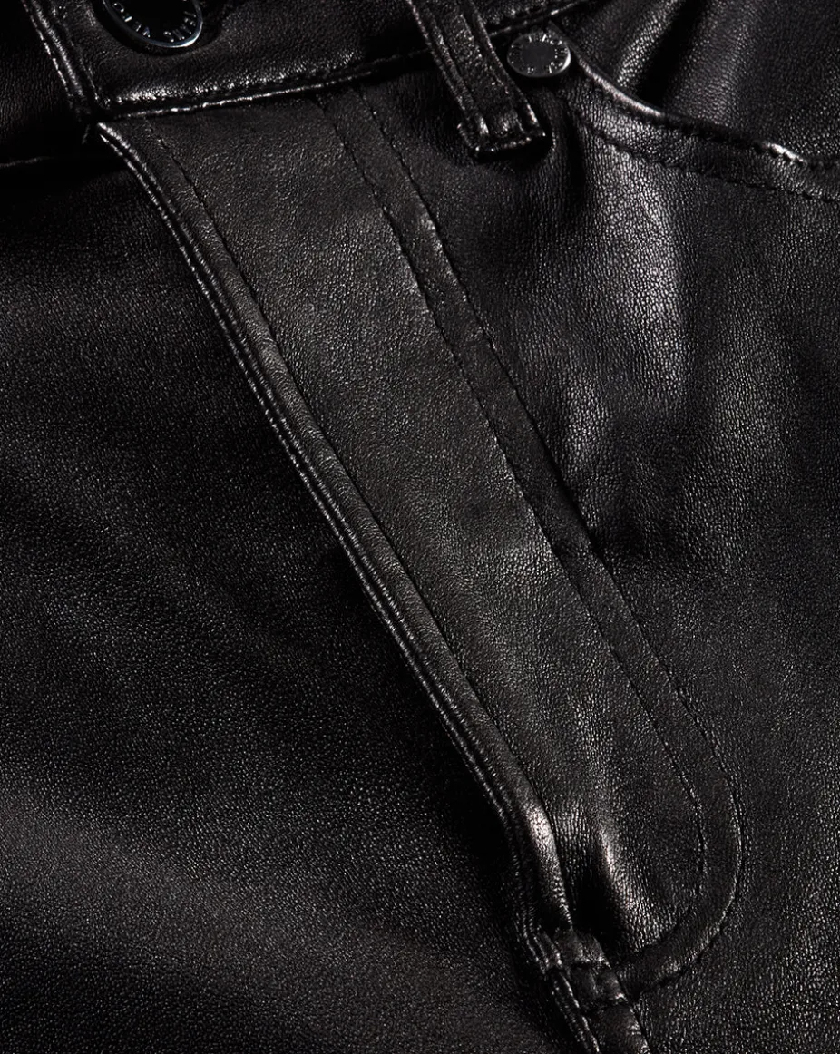 Carson Kick-Flare Leather Pant in Black