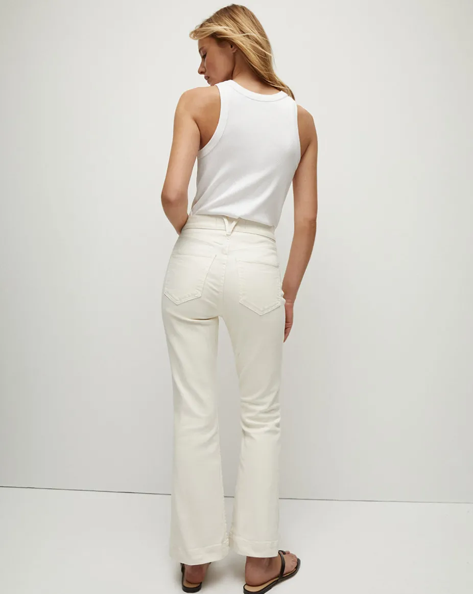 Carson Patch Pocket Kick-Flare Jean in Ecru