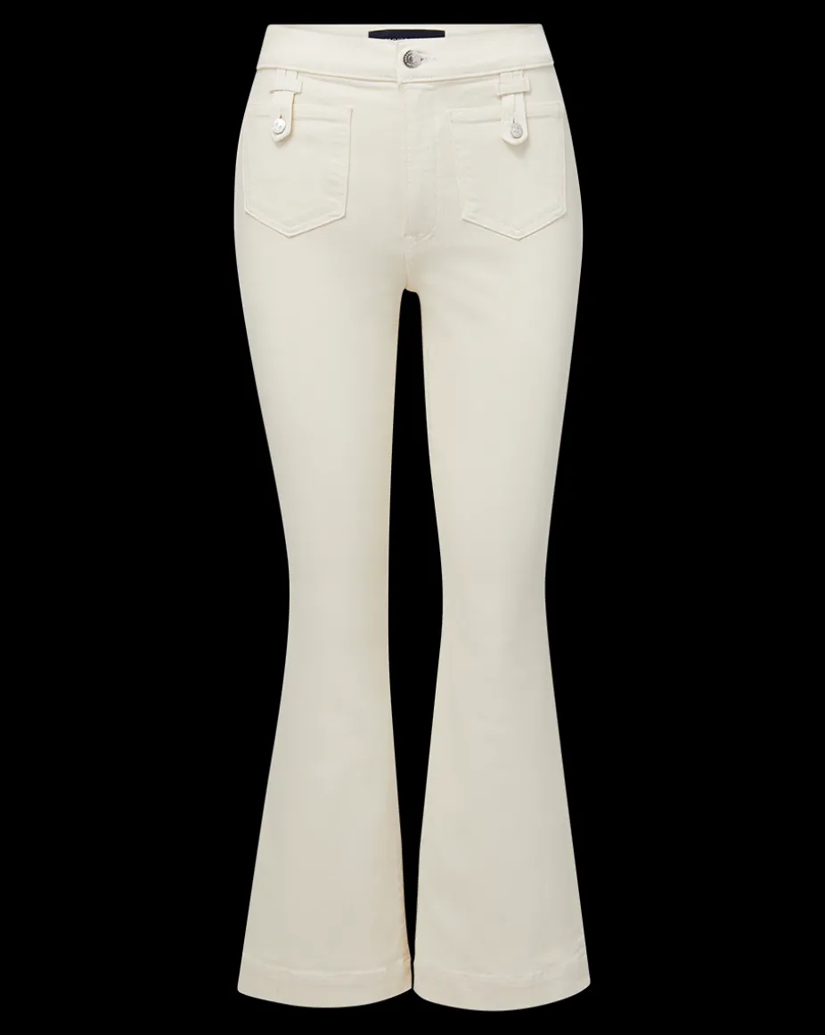 Carson Patch Pocket Kick-Flare Jean in Ecru