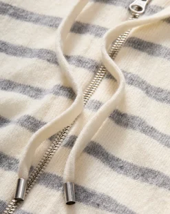 Cashmere Hoodie Dickey in Ivory/Heather Grey