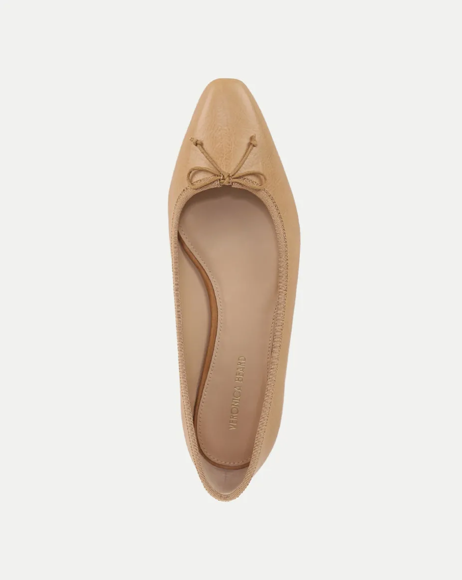 Catherine Leather Ballet Flat in Natural