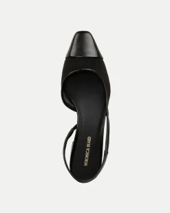 Cecile Mesh Cap-Toe Slingback in Black