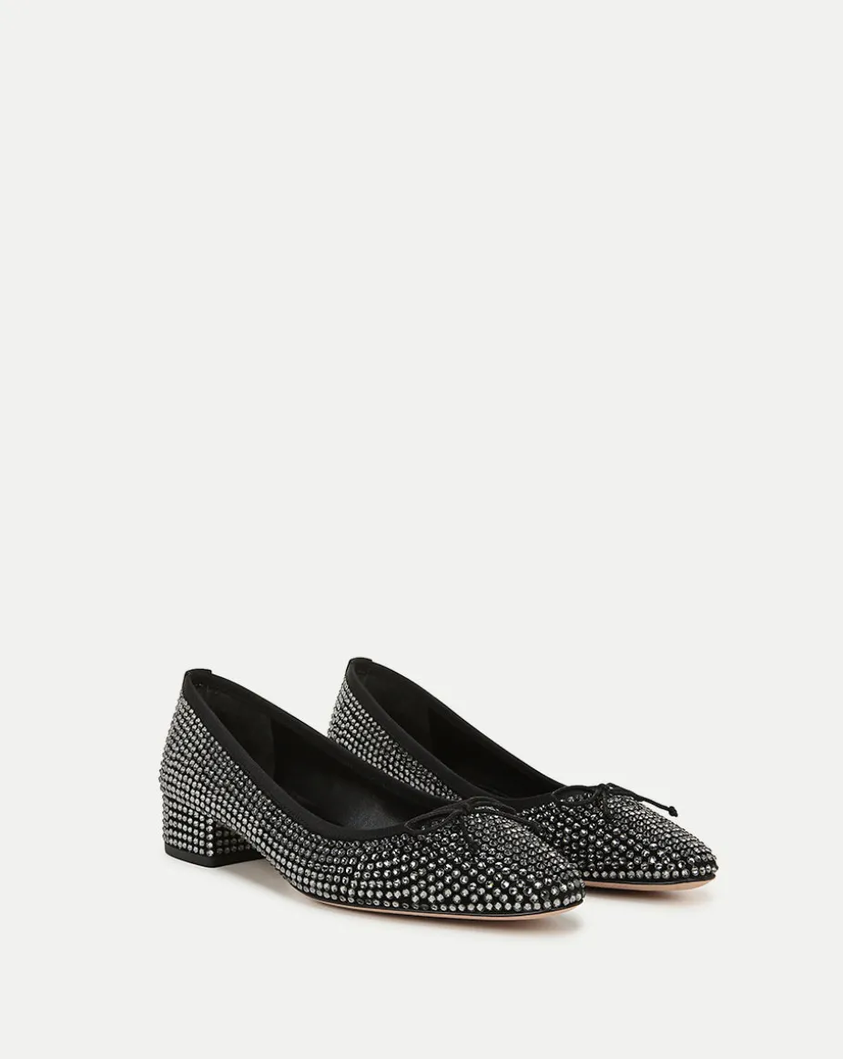 Cecile Rhinestone Ballet Pump in Black Rhinestone