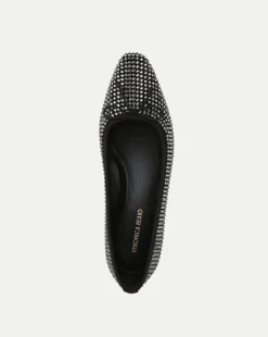 Cecile Rhinestone Ballet Pump in Black Rhinestone