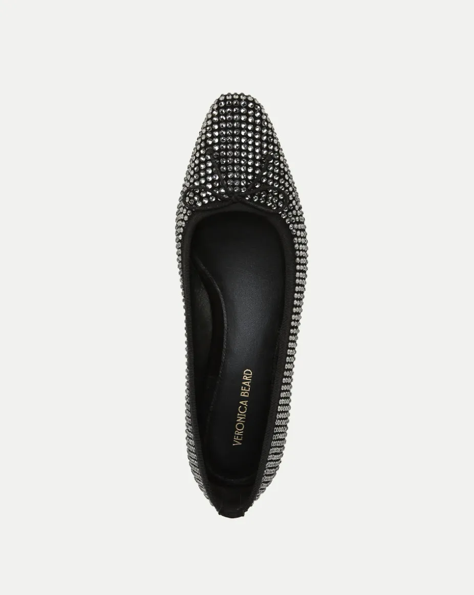 Cecile Rhinestone Ballet Pump in Black Rhinestone