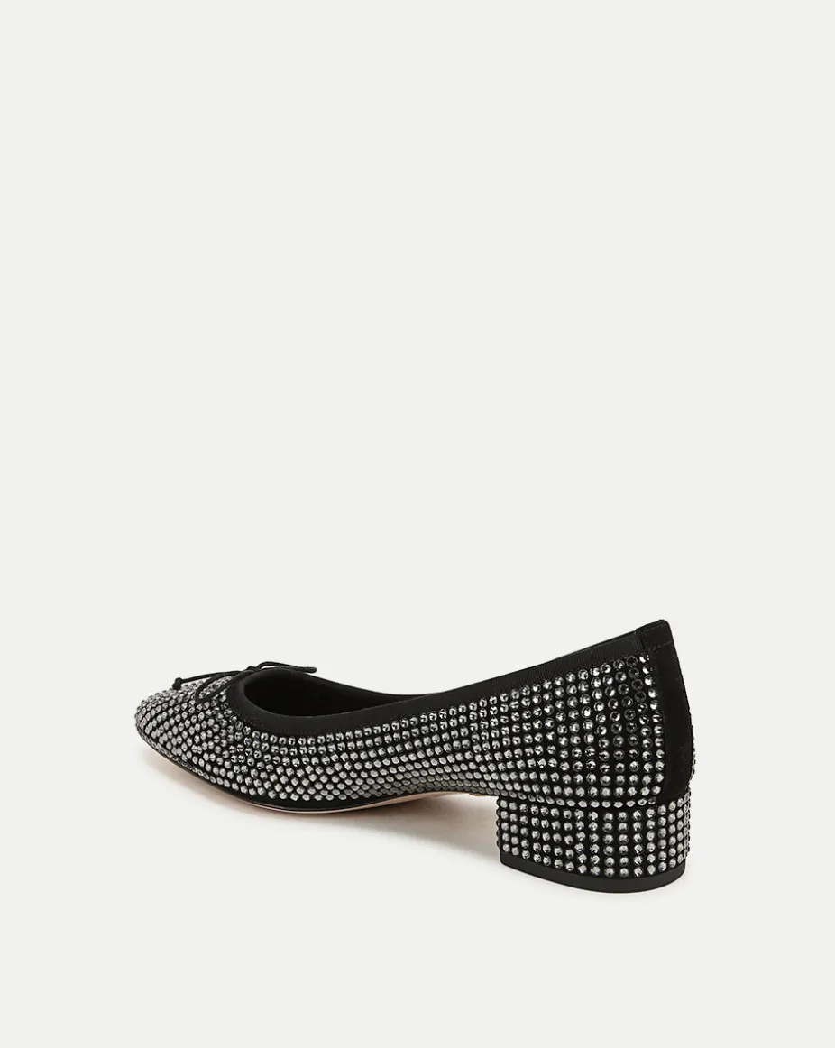 Cecile Rhinestone Ballet Pump in Black Rhinestone