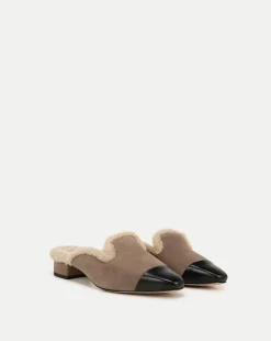 Cecile Shearling Mule in Taupe
