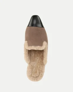 Cecile Shearling Mule in Taupe