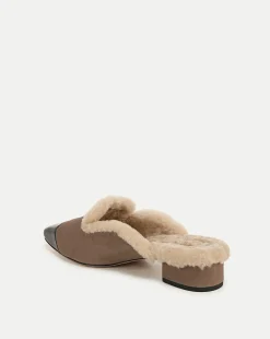 Cecile Shearling Mule in Taupe
