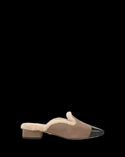 Cecile Shearling Mule in Taupe