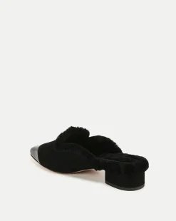 Cecile Shearling Mule in Black
