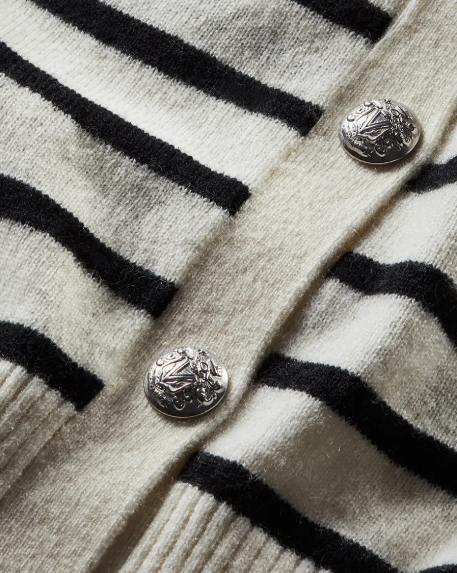 Cheshire Cashmere Cardigan in Off-White/Black