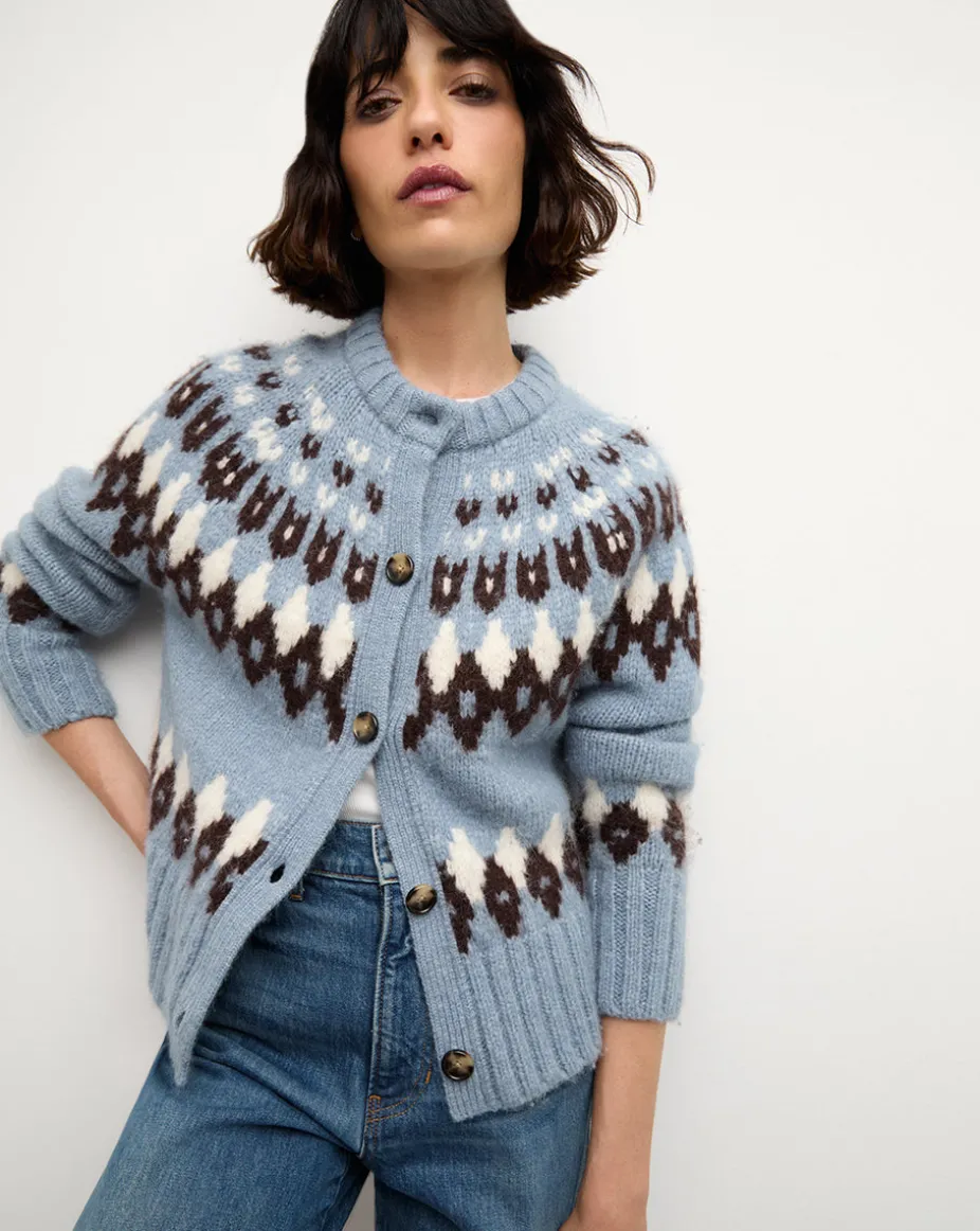 Christina Fairisle Cardigan in Smoke Blue Multi