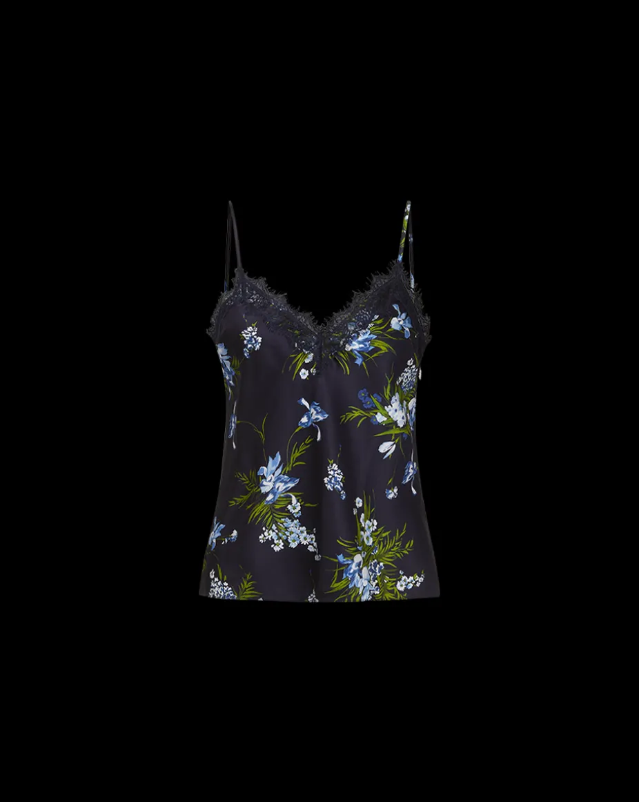 Ciarlo Stretch-Silk Top in Navy Multi