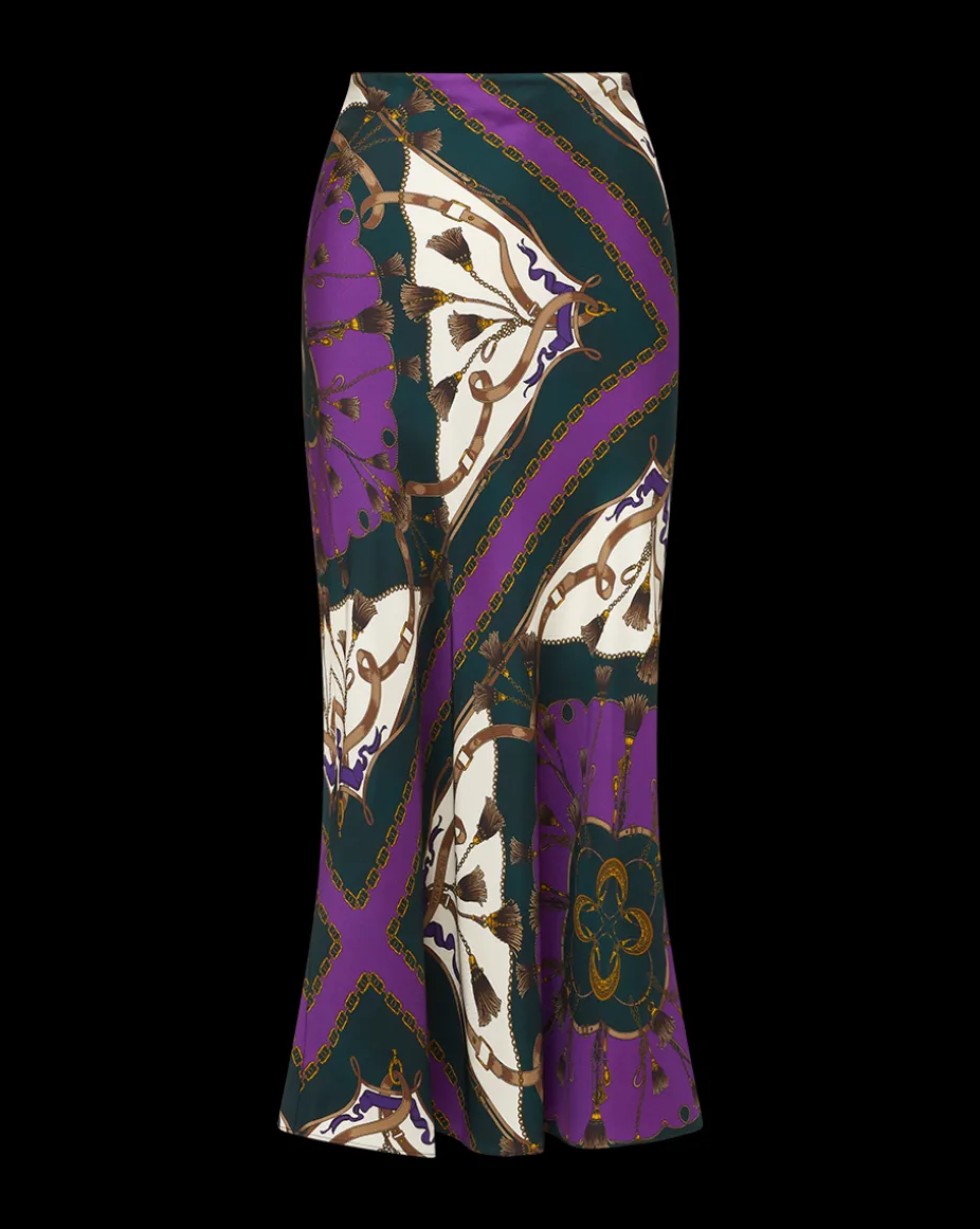 Clover Stretch-Silk Skirt in Pine Multi