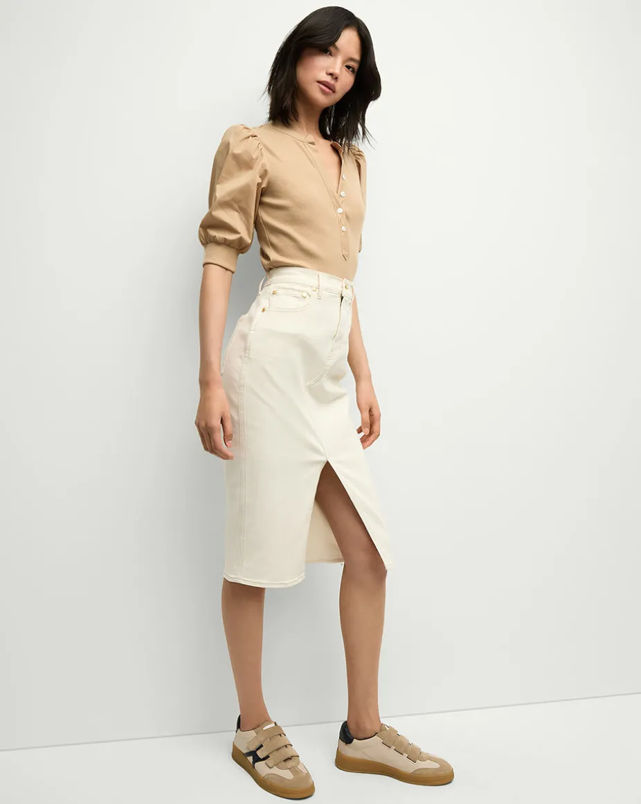 Coralee Puff-Sleeve Tee in Khaki