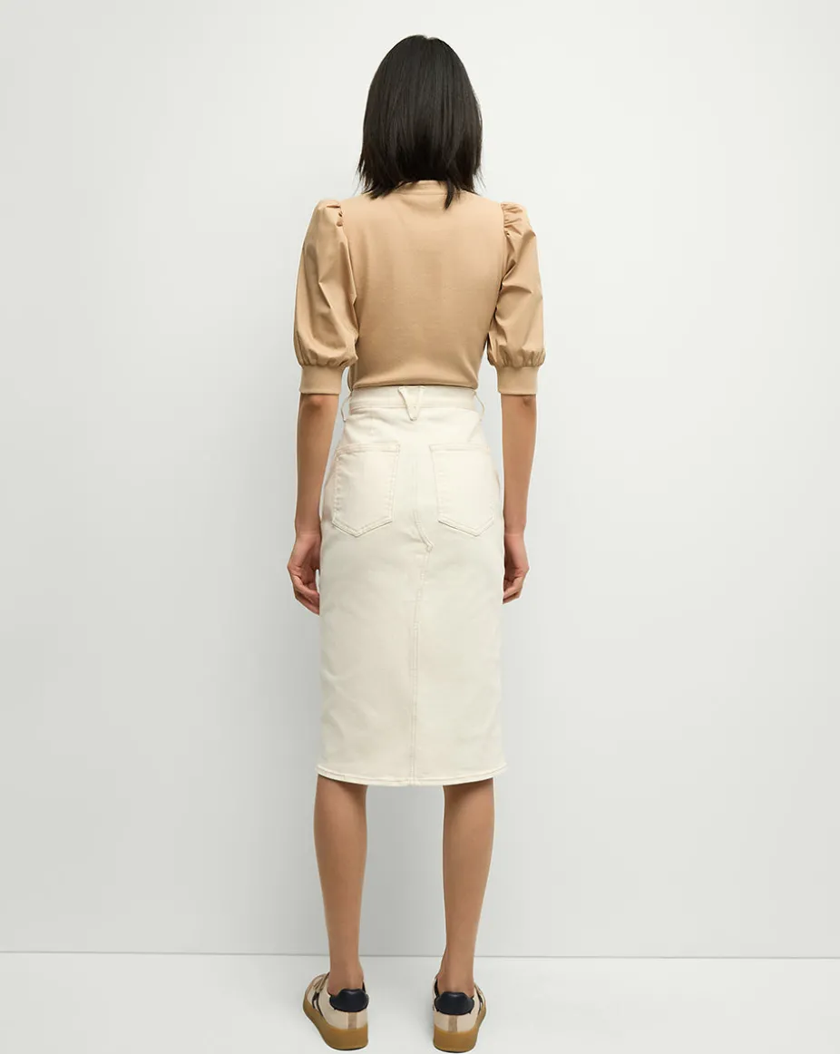 Coralee Puff-Sleeve Tee in Khaki